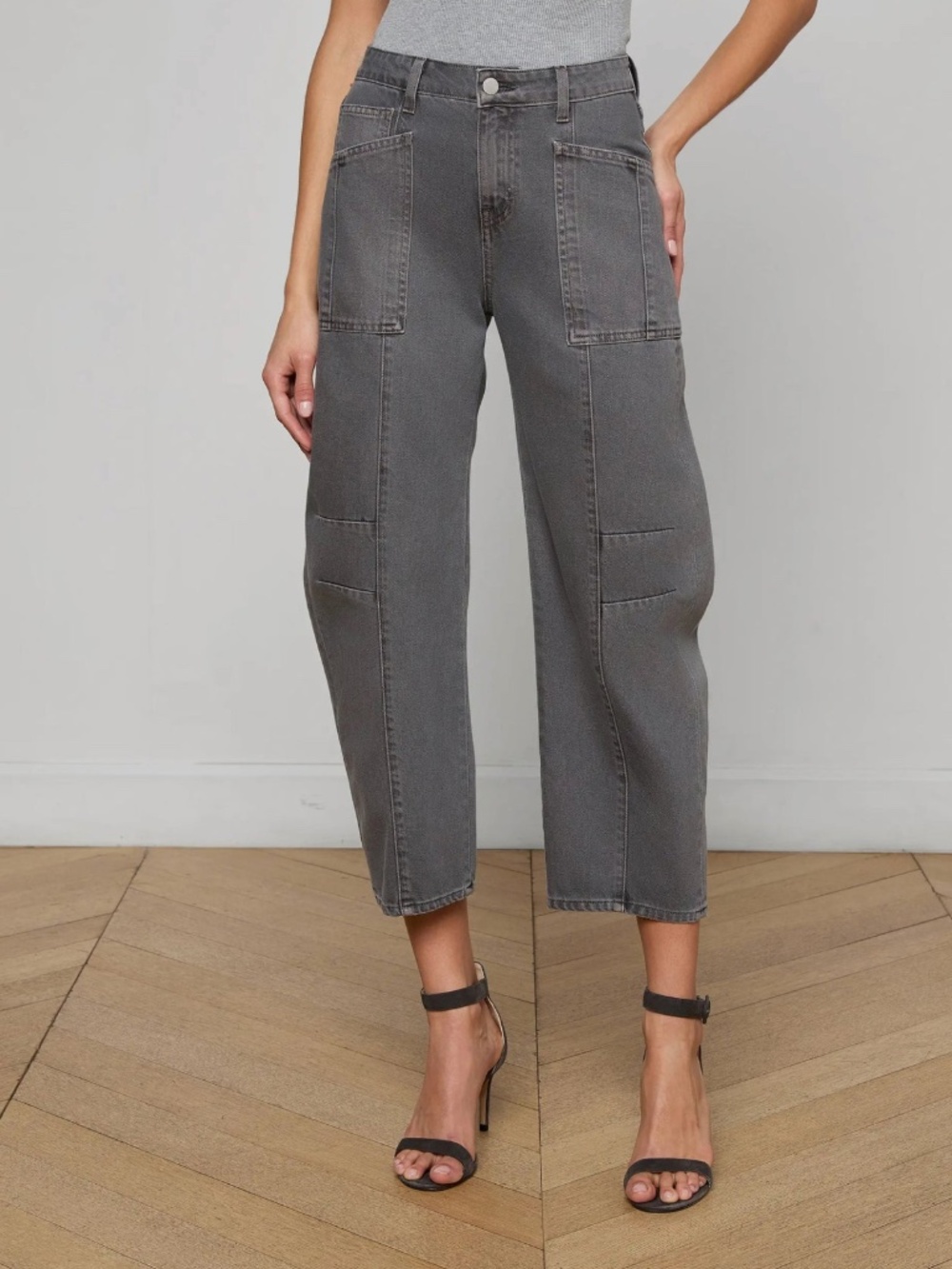 Cody High Rise Rodeo Jeans in Medium Grey